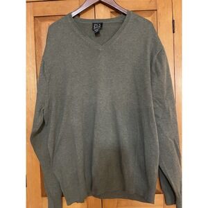 Jos. A Bank Men's Sweater Pima Cotton XL Green Grandpa Core V Neck Classic